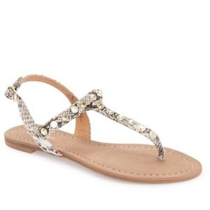 Halogen Snakeskin Studded Lina Sandals
